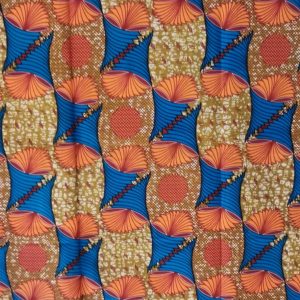 Coton wax africain motif orange et bleu