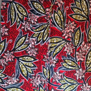 Tissu wax africain, imprimé 100% coton, motif feuille