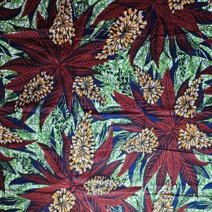 Tissu wax africain, coupon wax 100% coton, imprimé wax fabric motif feuille