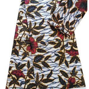 tissu wax africain fluide silk satin fabric motif fleur d&rsquo;hibicus 6 yards