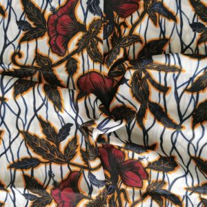 tissu soie wax africain fluide silk fabric hibiscus