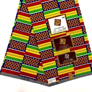 Tissu wax africain 6 yards motif kenté