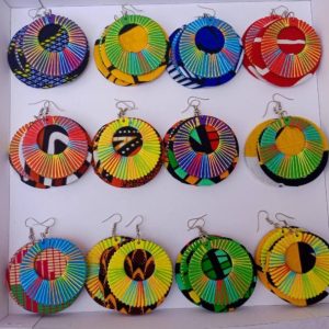 Boucle d’oreille wax /Boucle afro chic/ Boucle ronde