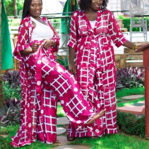 ENSEMBLE PANTALON EN SOIE ET HAUT KIMONO EN MOUSSELINE FEMMES