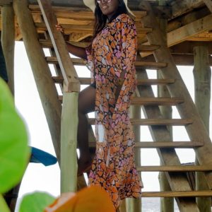 KIMONO LONG IMPRIME MOUSSELINE TAILLE UNIQUE