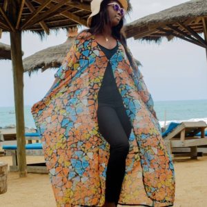 KIMONO LONG IMPRIME MOUSSELINE TAILLE UNIQUE