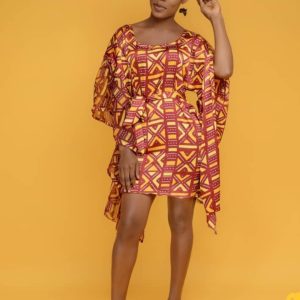 Robe Bogolan EN SOIE mi courte