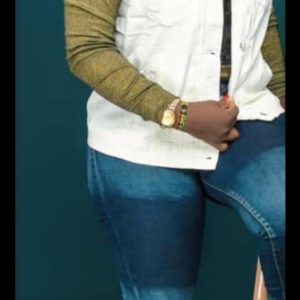 Veste en jean imprimé wax