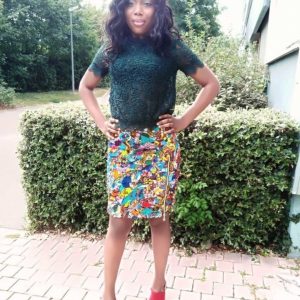 Jupe crayon en wax avec tissus patchwork