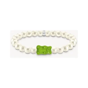 Bracelet de perles avec Ours d’or vert, argent