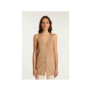 GILET À MANCHES COURTES EN LIN FLAMMÉ - DARA