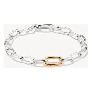 BRACELET CHARM BICOLORES AVEC UN CONNECT LINK EN ARGENT