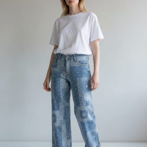 Jean à motif patchwork