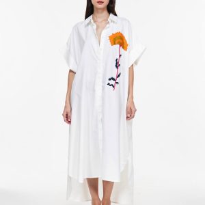 Robe chemise oversize brodée