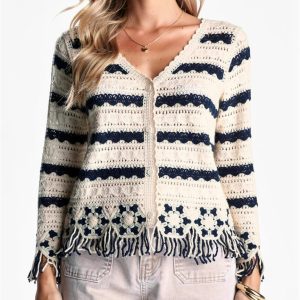 Cardigan en crochet à franges