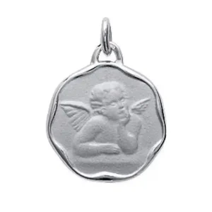 Pendentif ange médaille argent rhodié