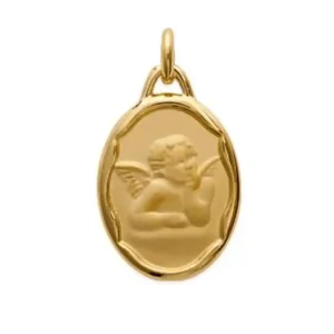 Pendentif ange médaille ovale plaqué or