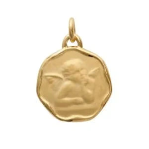 Pendentif ange médaille plaqué or