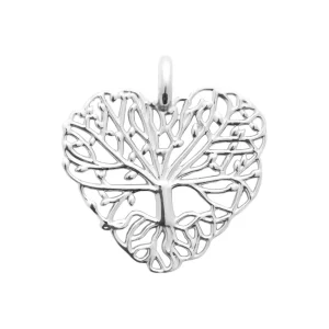 Pendentif arbre de vie dans un coeur argent rhodié