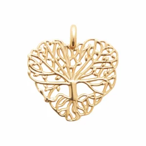 Pendentif arbre de vie dans un coeur plaqué or