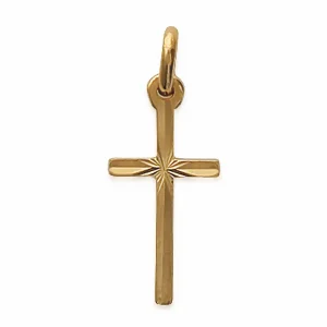 Pendentif croix biseautée en plaqué or
