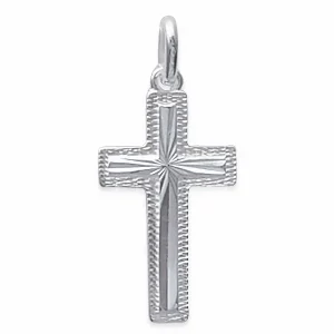 Pendentif croix ciselée argent rhodié