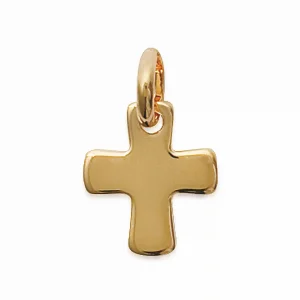 Pendentif croix lisse plaqué or