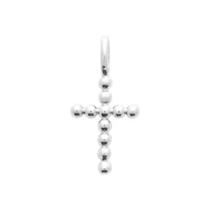 Pendentif croix perles argent rhodié