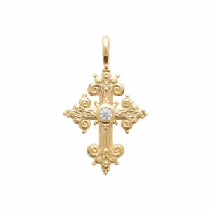 Pendentif croix plaqué or Gabrielle