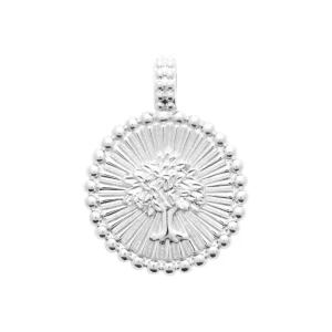 Pendentif médaille arbre de vie en argent rhodié