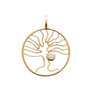 Pendentif plaqué or arbre de vie
