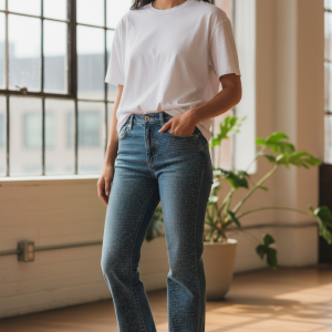 Jean bleu clair a strass