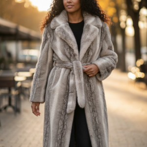 Long manteau motif biche blanc