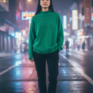 PULL COL CHEMINE VERT