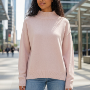 PULL COL CHEMINE ROSE CLAIR