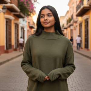 PULL COL CHEMINE KAKI