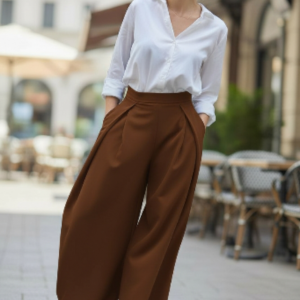 PANTALON  A PINCES MARRON