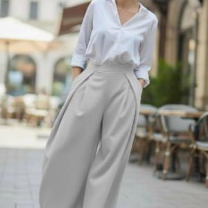 PANTALON A PINCES BEIGE CLAIR