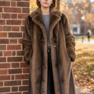 Long manteau motif biche choco