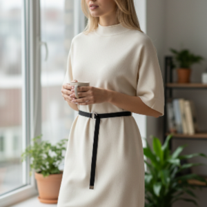 Robe maille avec ceinture