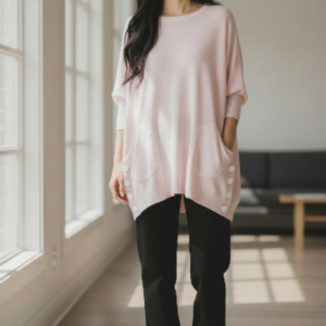 Pull long en maille – Boutons sur le côté