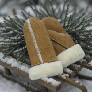 Crown Cap - Mitaines de fourrure double face pour femme