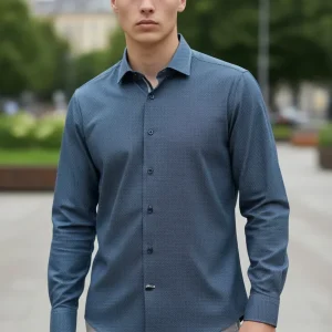 Emanuel Berg - Byron - Chemise manches longues unie Albini 4Flex - Modern Fit - Marine