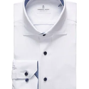 Emanuel Berg - Byron - Chemise manches longues unie Albini 4Flex - Modern Fit - Blanc