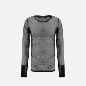 TOP DJAKA COL ROND EN DENTELLE GÉOMETRIC