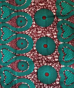 COUPON TISSU WAX AFRICAIN MOTIF DISQUE ET COEUR