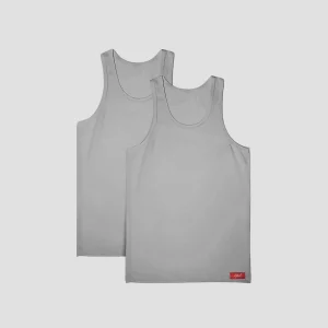 Herren Unterhemd Tank Top 2er-Pack 100 % Baumwolle grau
