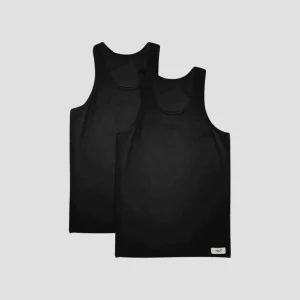 Herren Unterhemd Tank Top 2er-Pack 100 % Baumwolle schwarz