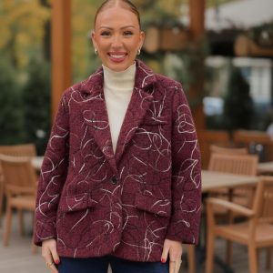 Veste Bordeau à motifs
