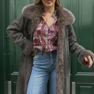 Manteau en jean gris